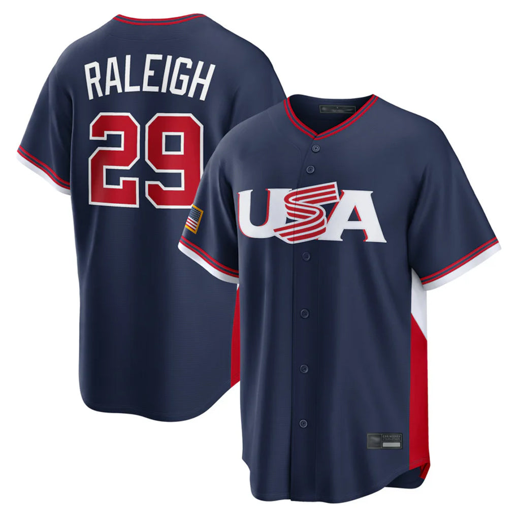 STECN S.Mariners #29 Cal Raleigh Player Navy USA 2026 World Classic Game Stitched Jerseys