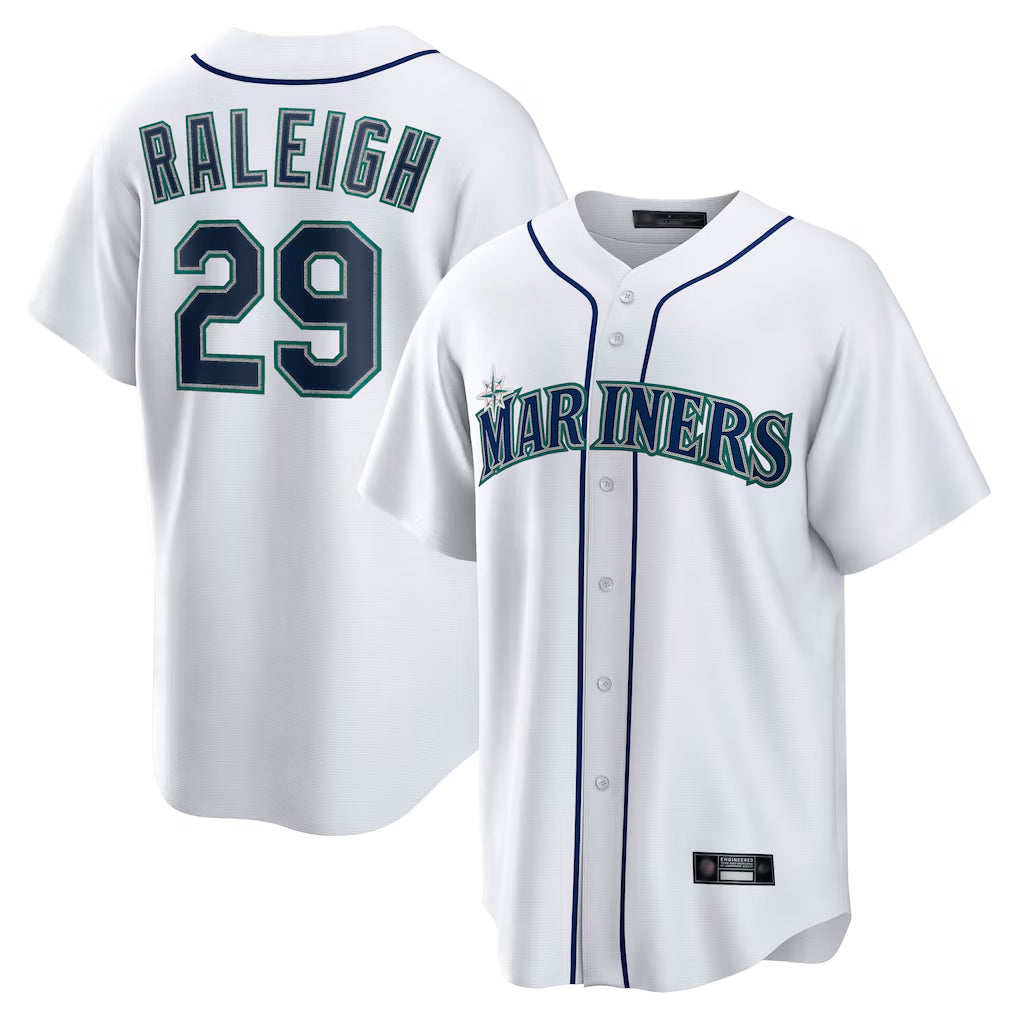 STECN S.Mariners #29 Cal Raleigh Player White Home Game Stitched Jerseys