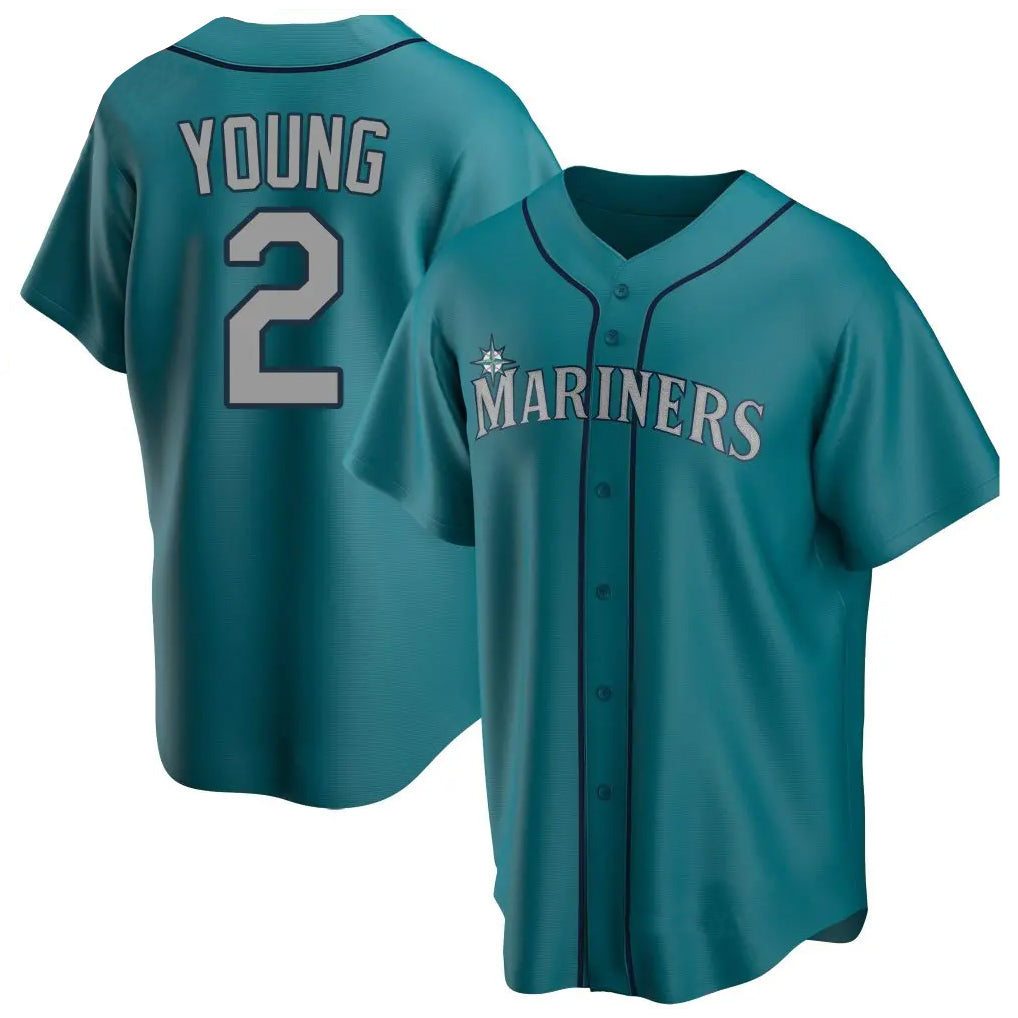 STECN S.Mariners #2 Cole Young Player Teal Home Game Stitched Jerseys