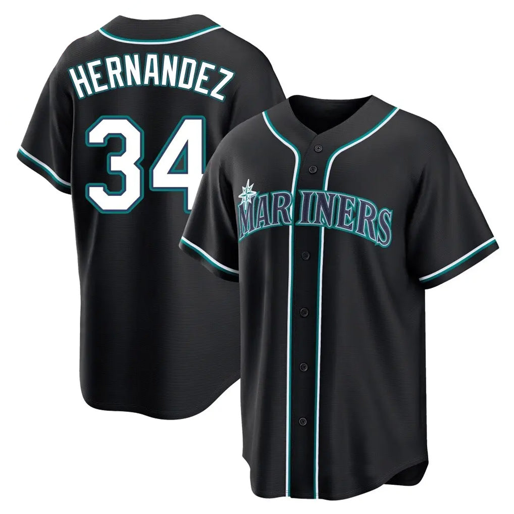 STECN S.Mariners #34 Felix Hernandez Player Black Fashion Home Limited Stitched Jerseys
