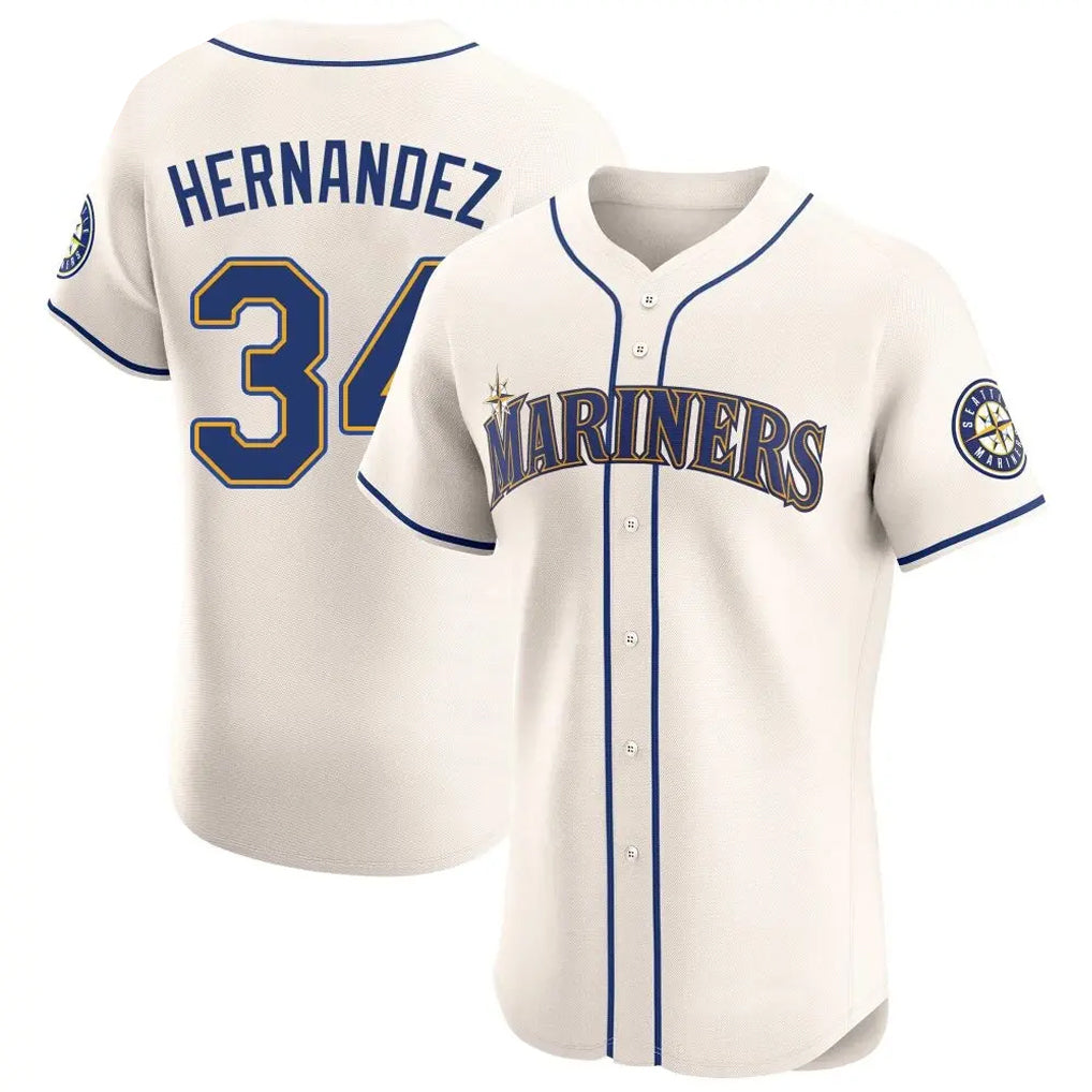 STECN S.Mariners #34 Felix Hernandez Player Cream Home Limited Elite Stitched Jerseys