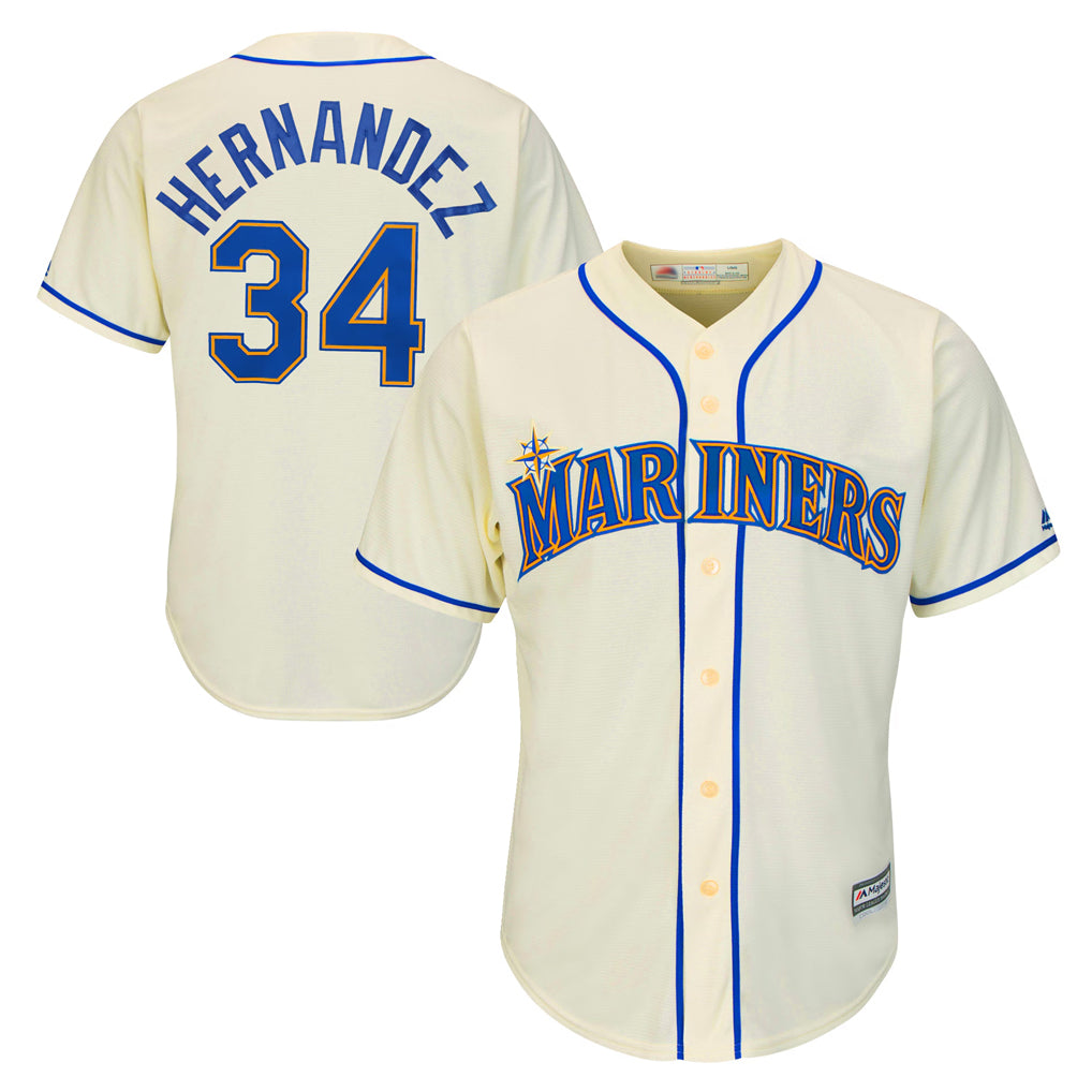 STECN S.Mariners #34 Felix Hernandez Player Cream Majestic Home Cool Base Limited Stitched Jerseys