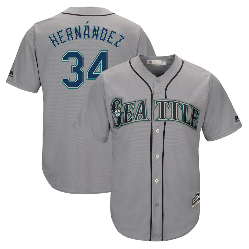 STECN S.Mariners #34 Felix Hernandez Player Gray Majestic Home Cool Base Limited Stitched Jerseys