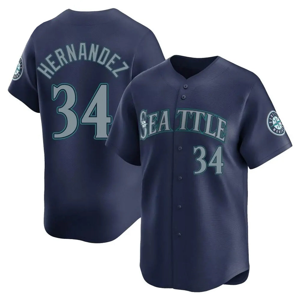 STECN S.Mariners #34 Felix Hernandez Player Navy Home Limited Stitched Jerseys