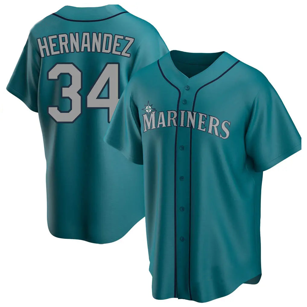 STECN S.Mariners #34 Felix Hernandez Player Teal Home Game Stitched Jerseys