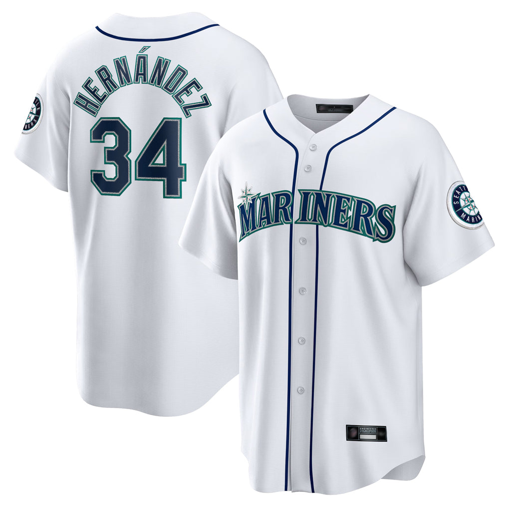 STECN S.Mariners #34 Felix Hernandez Player White Home Game Stitched Jerseys