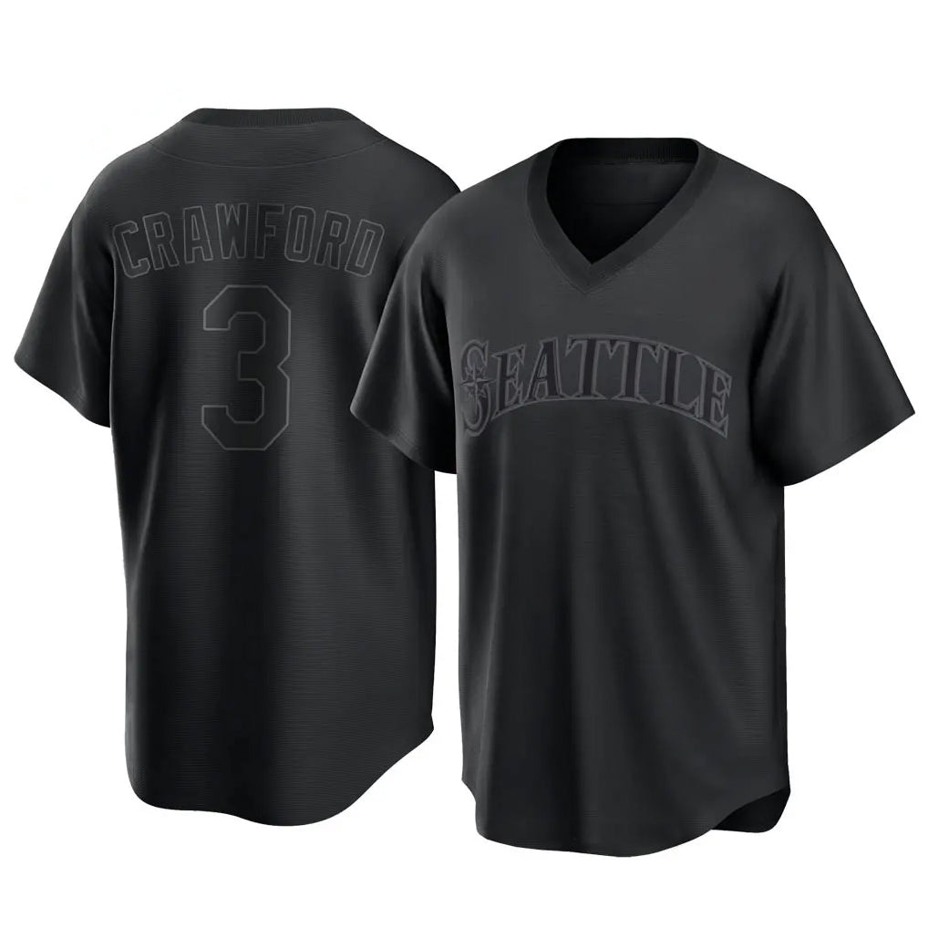 STECN S.Mariners #3 J.P. Crawford Player Black Replica Fashion T-shirt Stitched Jerseys