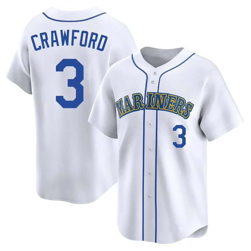 STECN S.Mariners #3 J.P. Crawford Player White Pitch Fashion Game Stitched Jerseys