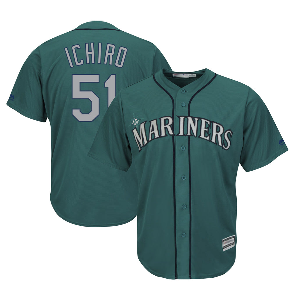 STECN S.Mariners #51 Ichiro Suzuki Player Aqua Majestic Cool Base Limited Stitched Jerseys