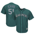 STECN S.Mariners #51 Ichiro Suzuki Player Aqua Majestic Cool Base Limited Stitched Jerseys