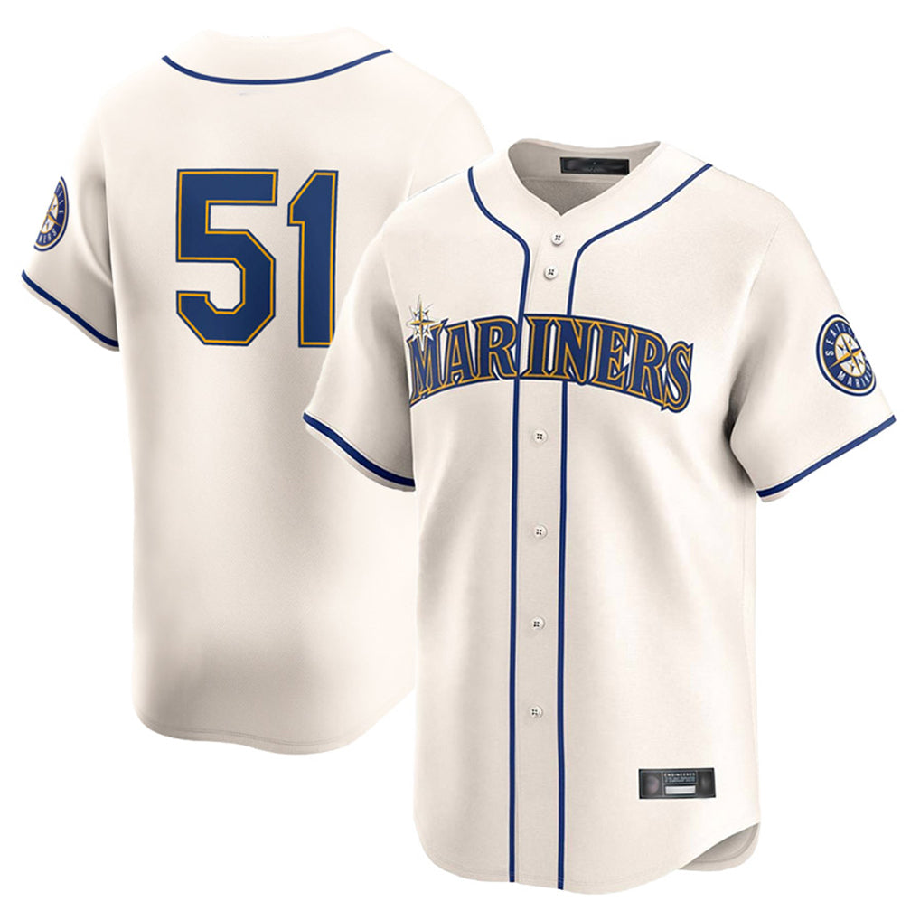 STECN S.Mariners #51 Ichiro Suzuki Player Cream Home Limited Stitched Jerseys