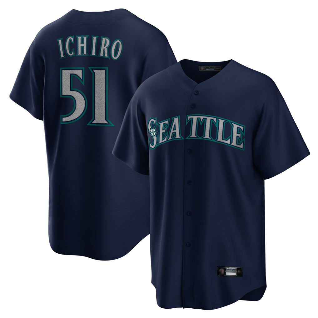 STECN S.Mariners #51 Ichiro Suzuki Player Navy Home Game Stitched Jerseys
