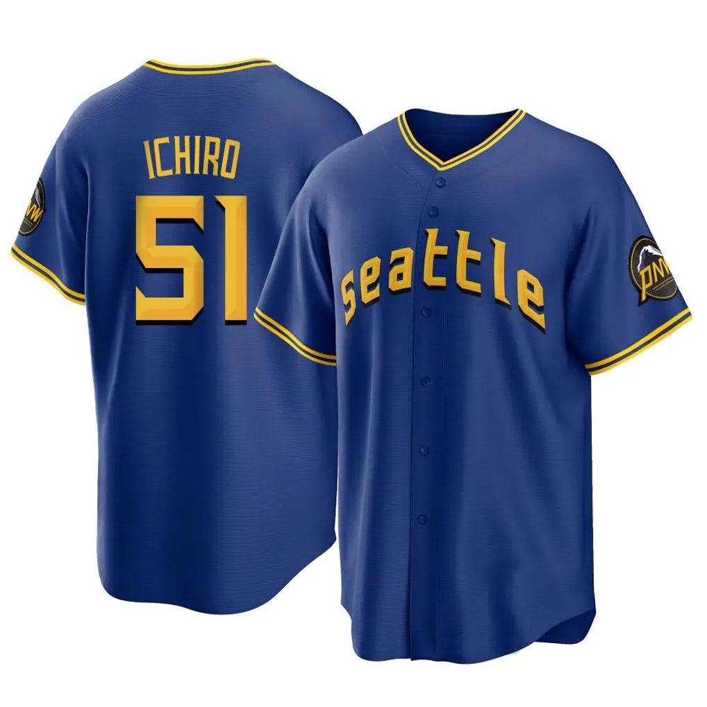 STECN S.Mariners #51 Ichiro Suzuki Player Royal City Connect Home Game Stitched Jerseys