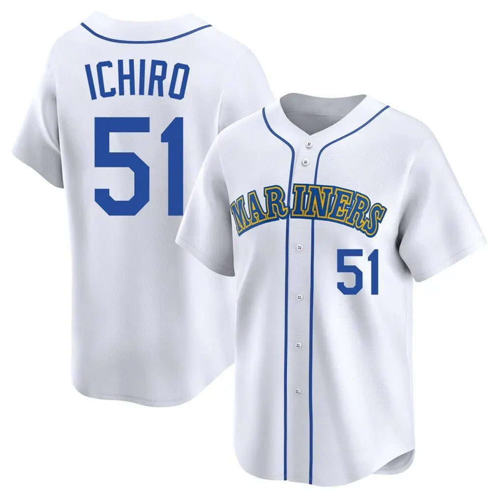 STECN S.Mariners #51 Ichiro Suzuki Player White Pitch Fashion Game Stitched Jerseys