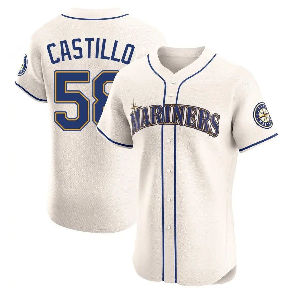 STECN S.Mariners #58 Luis Castillo Player Cream Home Limited Elite Stitched Jerseys