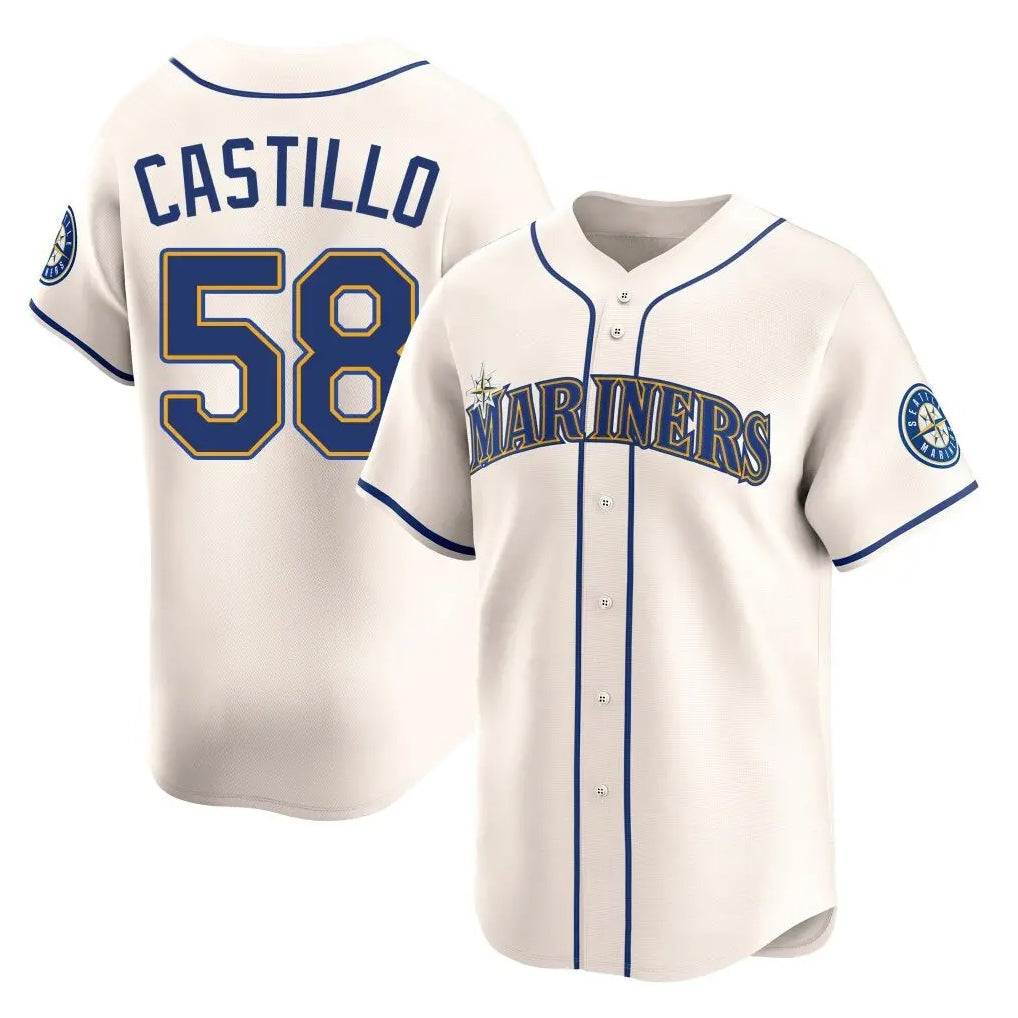 STECN S.Mariners #58 Luis Castillo Player Cream Home Limited Stitched Jerseys