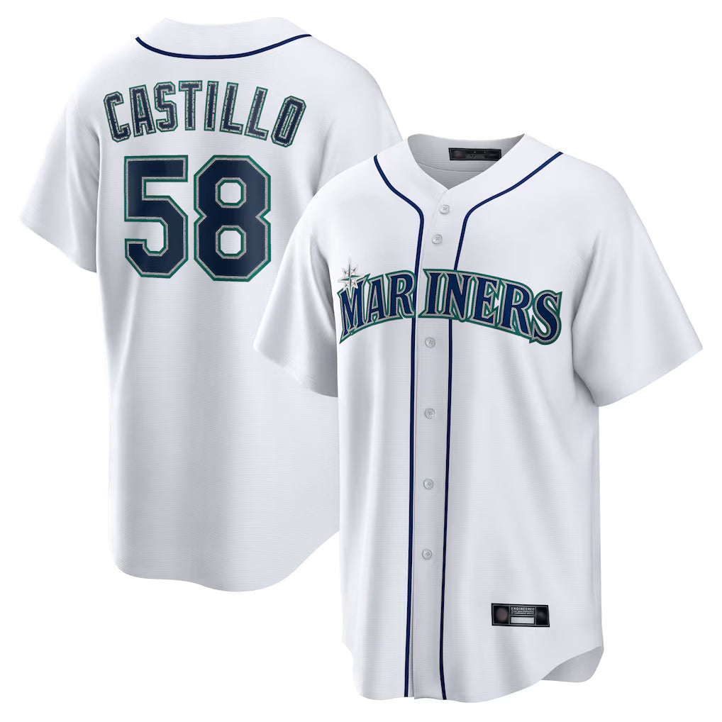 STECN S.Mariners #58 Luis Castillo Player White Home Game Stitched Jerseys