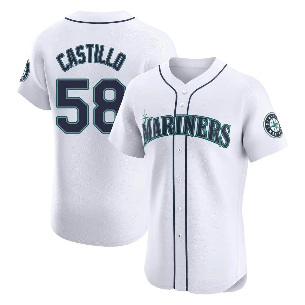 STECN S.Mariners #58 Luis Castillo Player White Home Limited Elite Stitched Jerseys