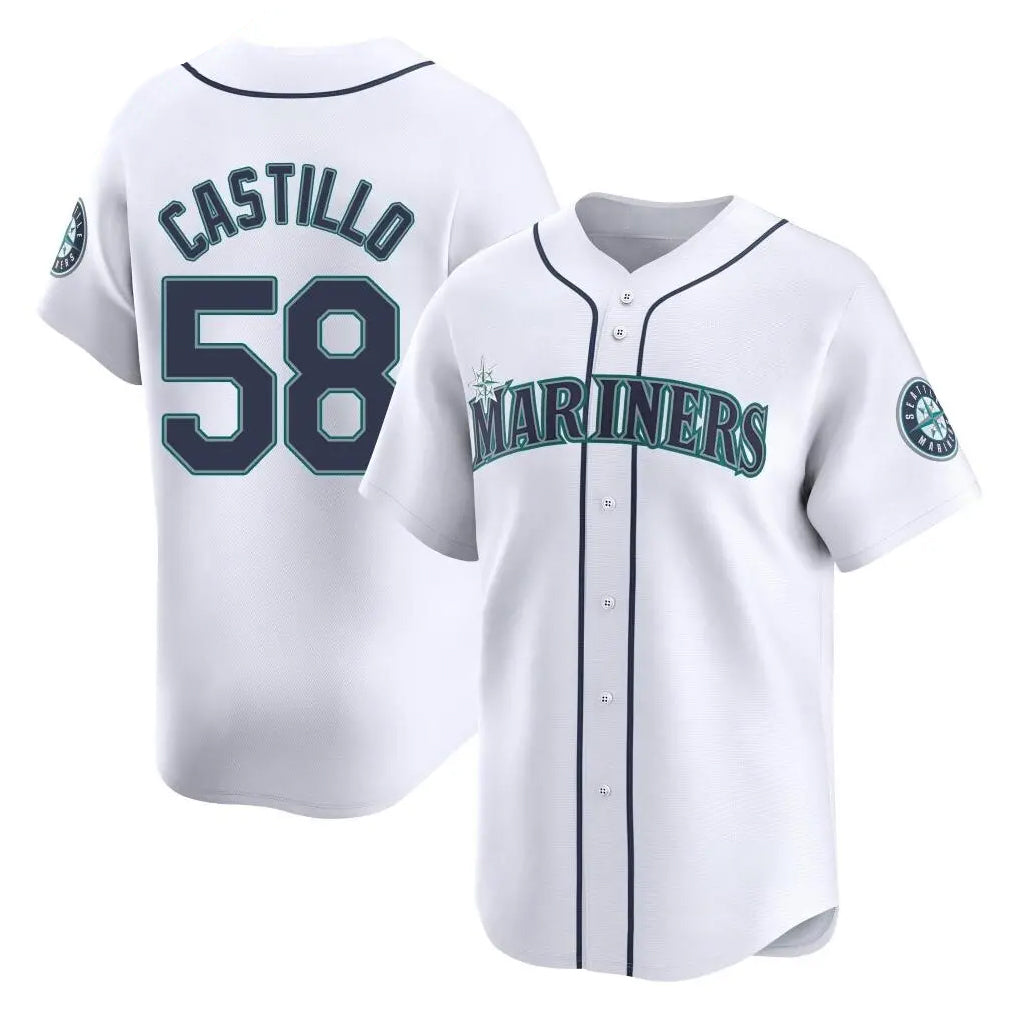 STECN S.Mariners #58 Luis Castillo Player White Home Limited Stitched Jerseys