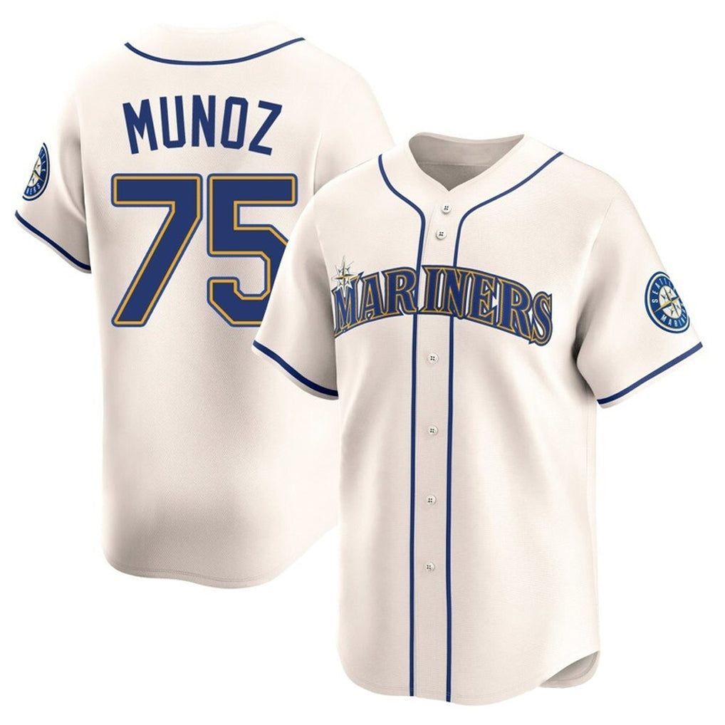 STECN S.Mariners #75 Andres Munoz Player Cream Home Limited Stitched Jerseys