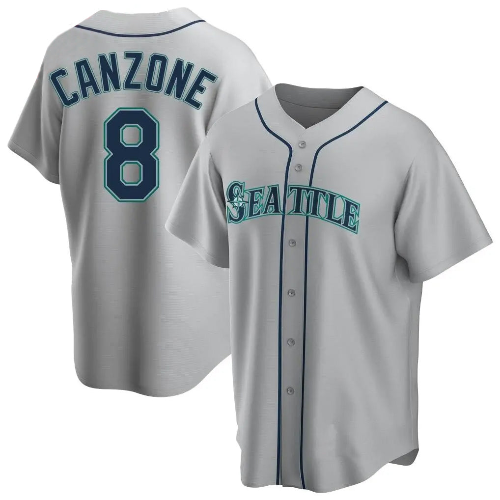 STECN S.Mariners #8 Dominic Canzone Player Gray Home Game Stitched Jerseys