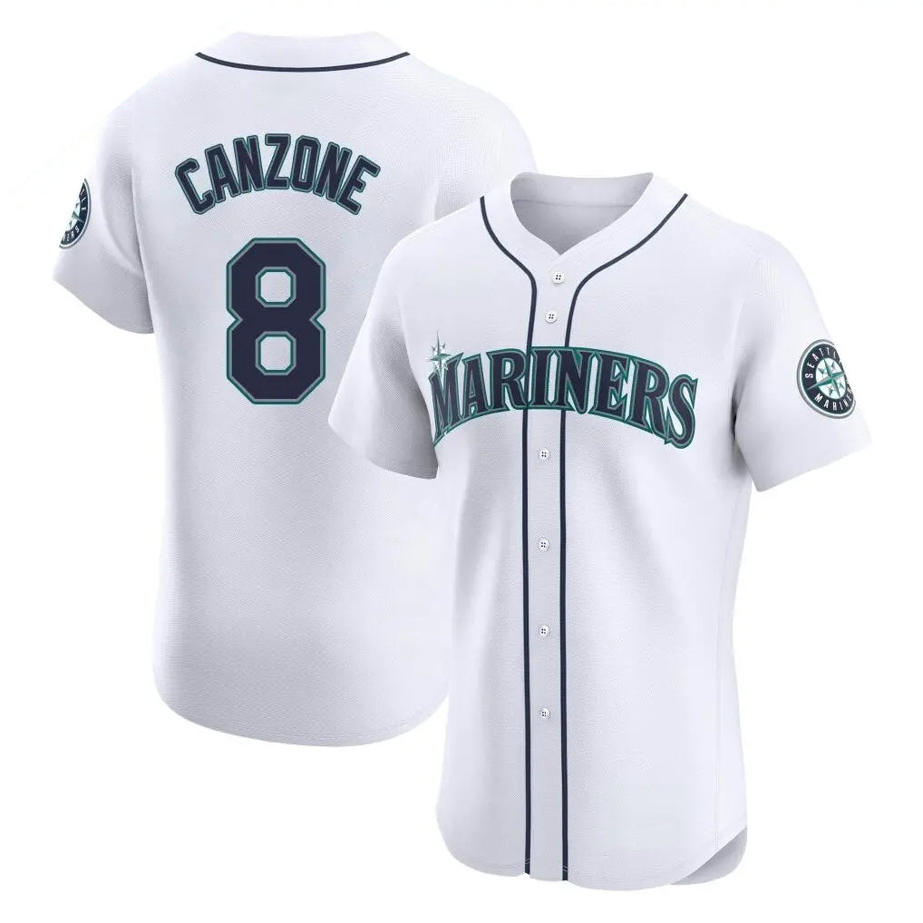 STECN S.Mariners #8 Dominic Canzone Player White Home Limited Elite Stitched Jerseys