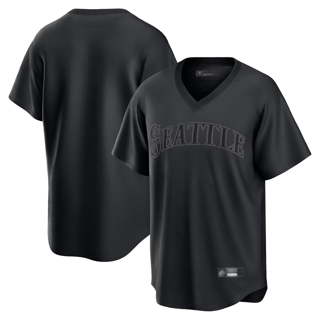 STECN S.Mariners Blank Player Black Replica Fashion T-shirt Stitched Jerseys
