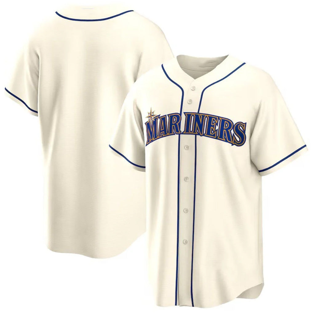 STECN S.Mariners Blank Player Cream Home Game Stitched Jerseys