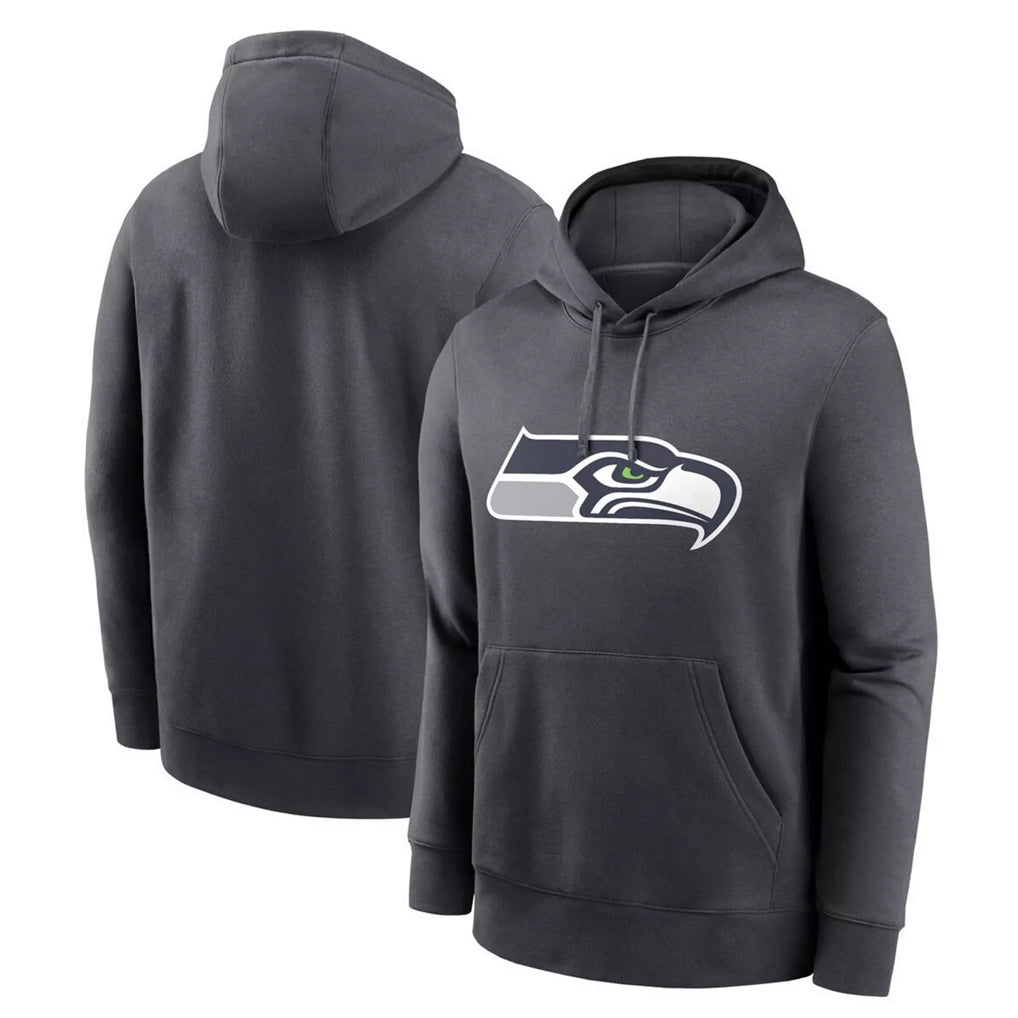STECN S.Seahawks Gray LOGO Pullover Hoodies Game Blank Player Stitched Jerseys