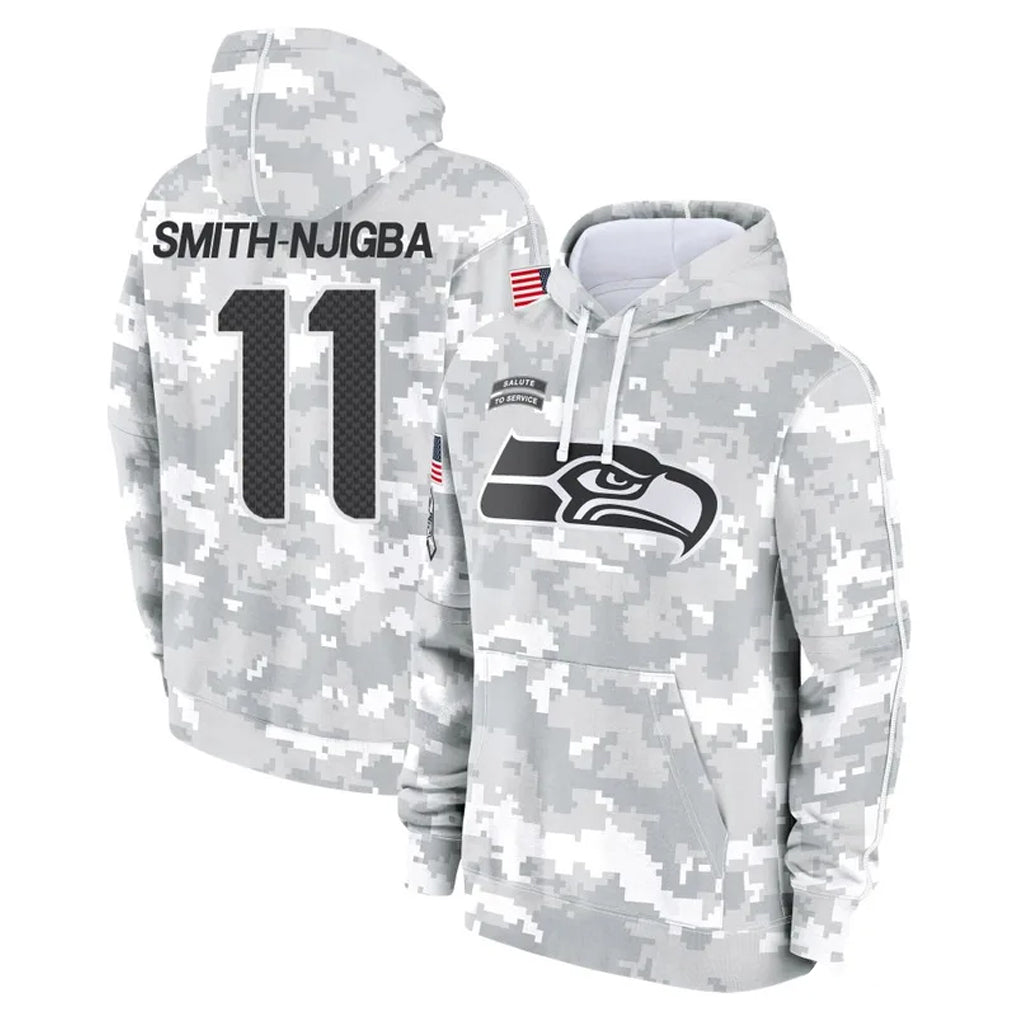 STECN S.Seahawks #11 Jaxon Smith-Njigba Player Arctic Camo Limited Salute to Service Pullover Hoodies Game Stitched Jerseys