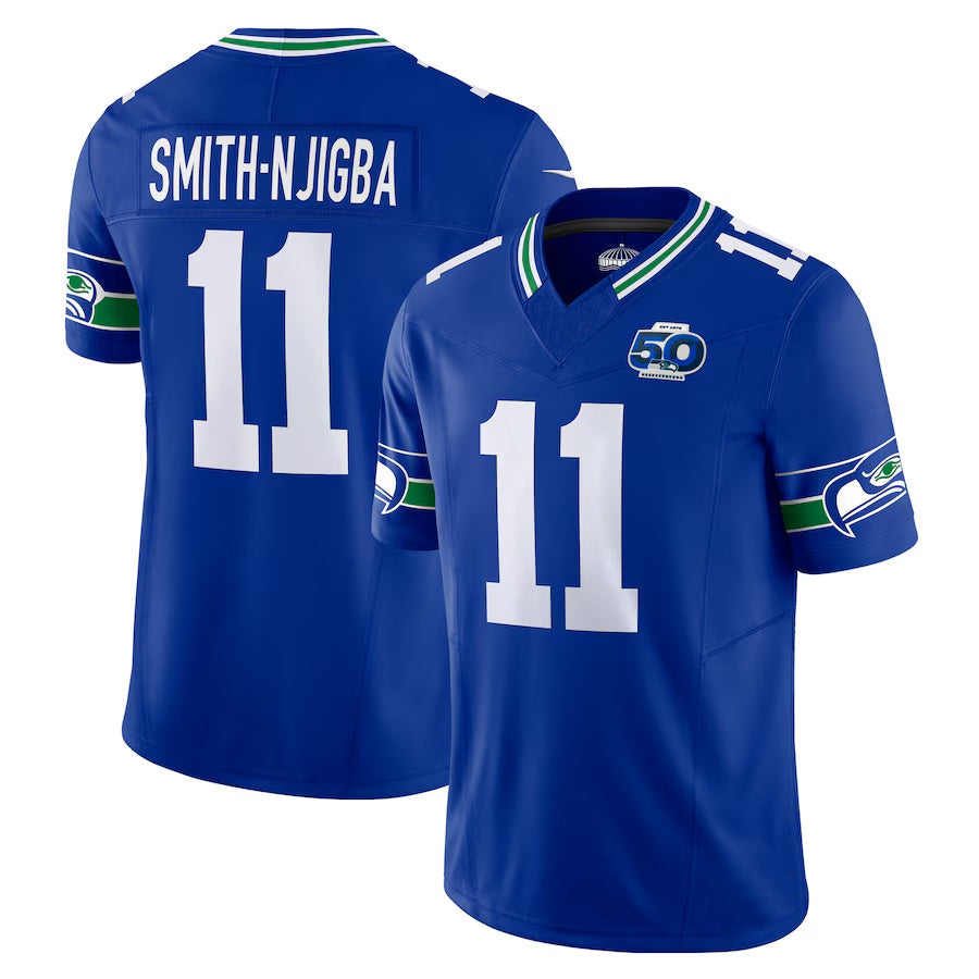 STECN S.Seahawks #11 Jaxon Smith-Njigba Player Royal 50th Season Vapor F.U.S.E. Limited Stitched Jerseys