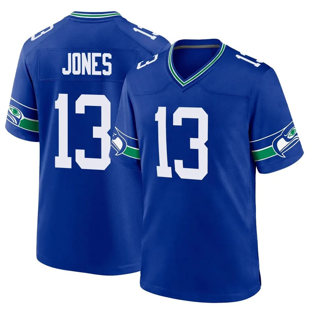 STECN S.Seahawks #13 Ernest Jones IV Player Royal Throwback Home Game Stitched Jerseys