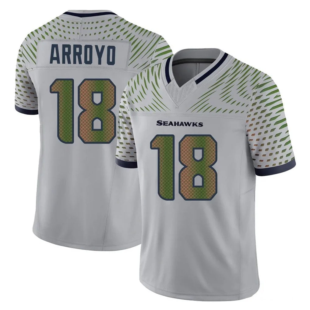 STECN S.Seahawks #18 Elijah Arroyo Player Grey Limited 2025 Rivalries Collection Home Game Stitched Jerseys