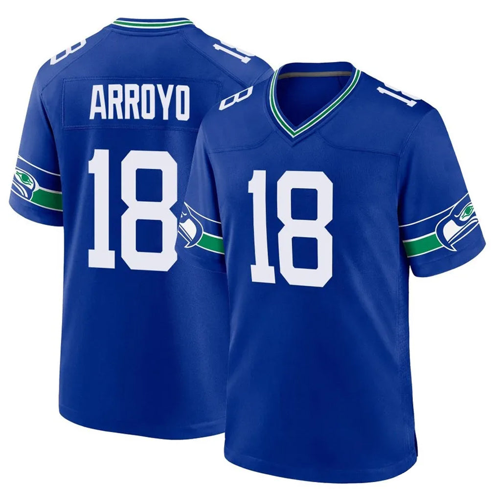 STECN S.Seahawks #18 Elijah Arroyo Player Royal Throwback Home Game Stitched Jerseys