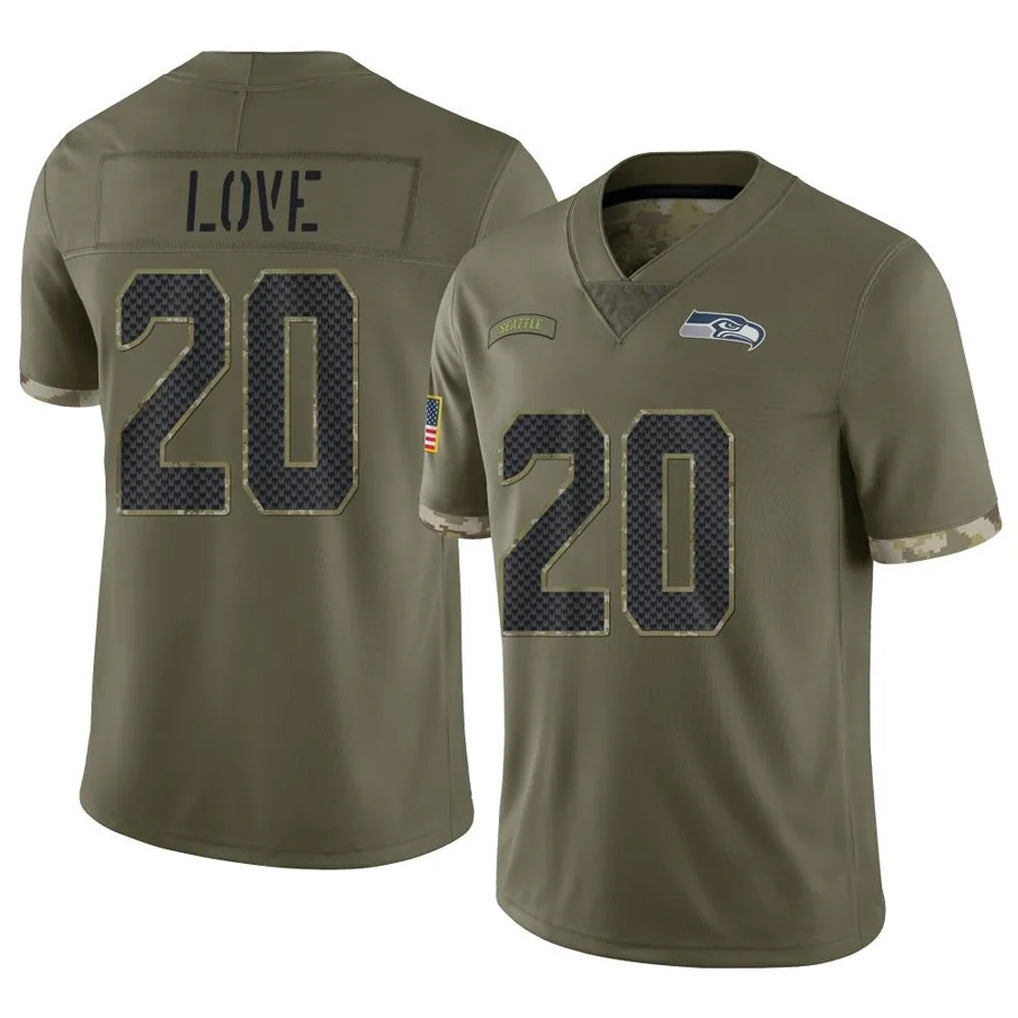 STECN S.Seahawks #20 Julian Love Player Olive Limited Salute To Service Home Game Stitched Jerseys