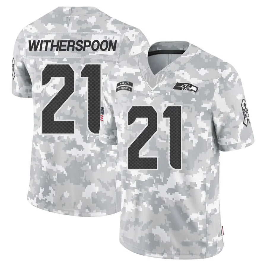 STECN S.Seahawks #21 Devon Witherspoon Player Arctic Camo Salute to Service Limited Stitched Jerseys
