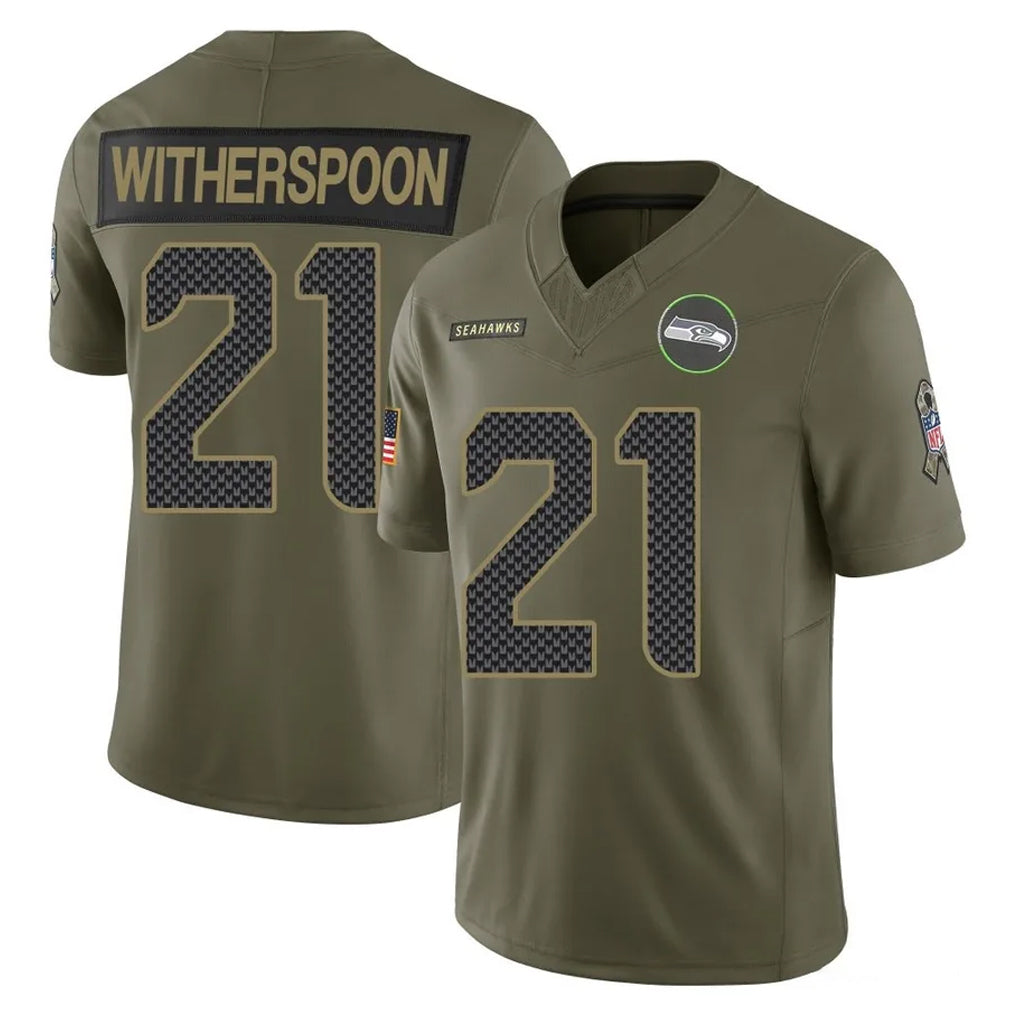 STECN S.Seahawks #21 Devon Witherspoon Player Olive 2025 Salute To Service Limited Home Game Stitched Jerseys