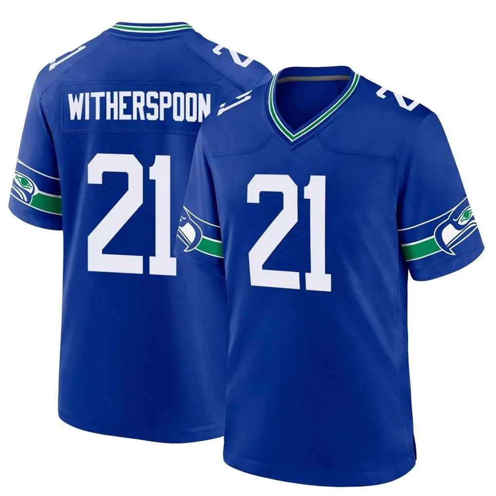 STECN S.Seahawks #21 Devon Witherspoon Player Royal Throwback Home Game Stitched Jerseys