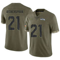 STECN S.Seahawks #21 Devon Witherspoon Player Salute to Service Olive Stitched Jerseys