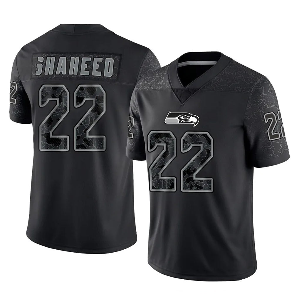 STECN S.Seahawks #22 Rashid Shaheed Player Black Limited Reflective Home Game Stitched Jerseys