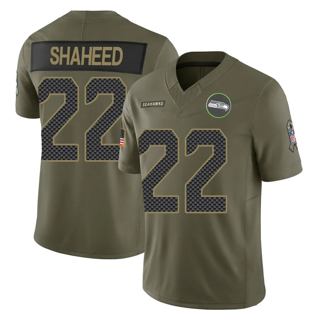STECN S.Seahawks #22 Rashid Shaheed Player Olive 2025 Salute To Service Limited Home Game Stitched Jerseys