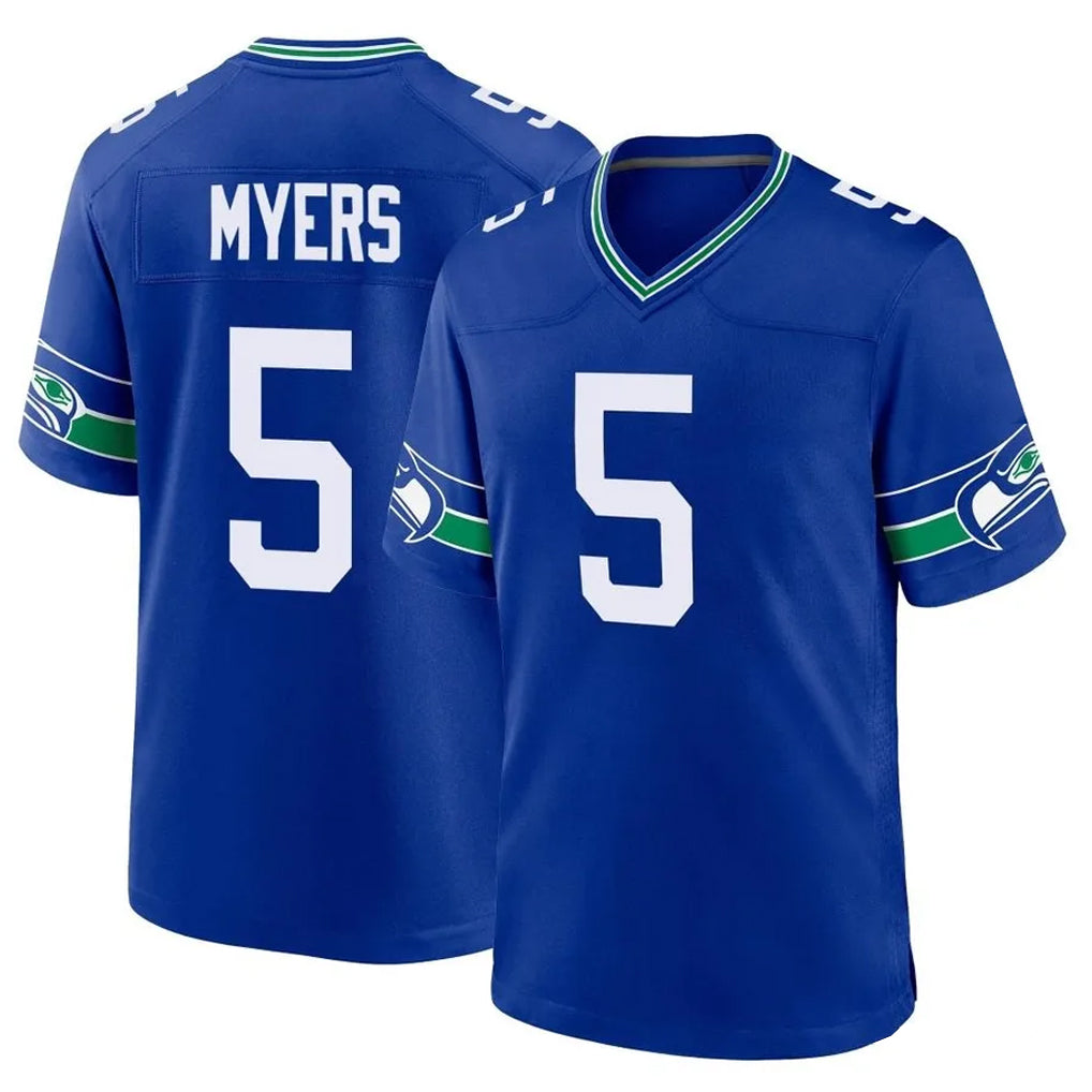 STECN S.Seahawks #5 Jason Myers Player Royal Throwback Home Game Stitched Jerseys