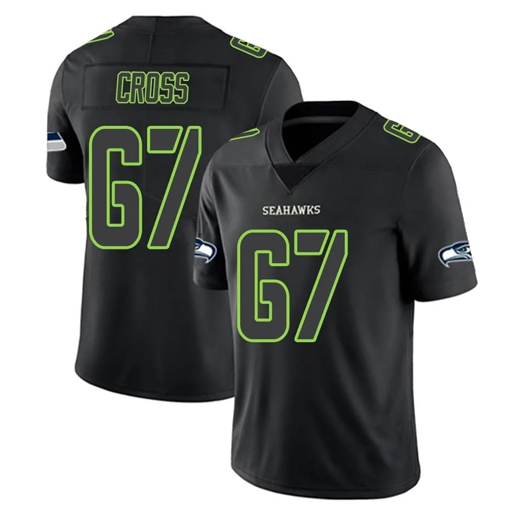STECN S.Seahawks #67 Charles Cross Player Black Impact Limited Home Game Stitched Jerseys