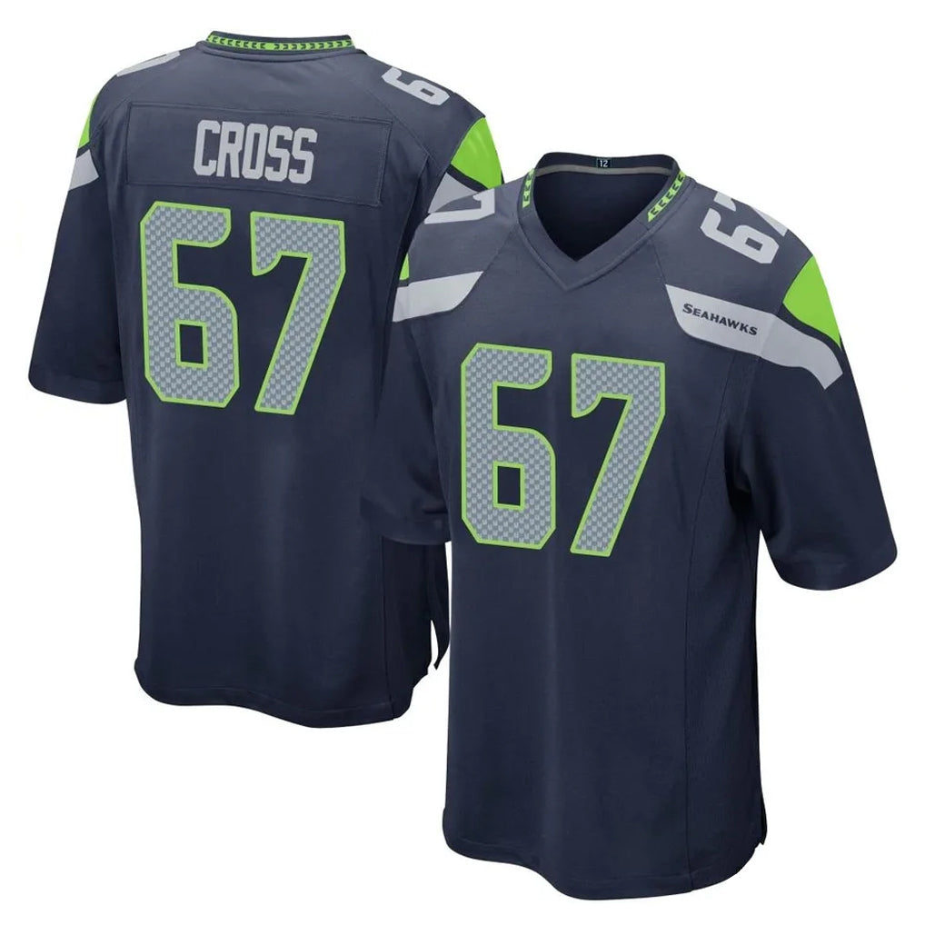 STECN S.Seahawks #67 Charles Cross Player Navy Home Game Stitched Jerseys