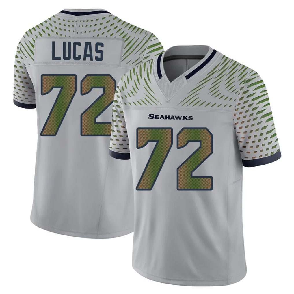 STECN S.Seahawks #72 Abraham Lucas Player Grey Limited 2025 Rivalries Collection Home Game Stitched Jerseys