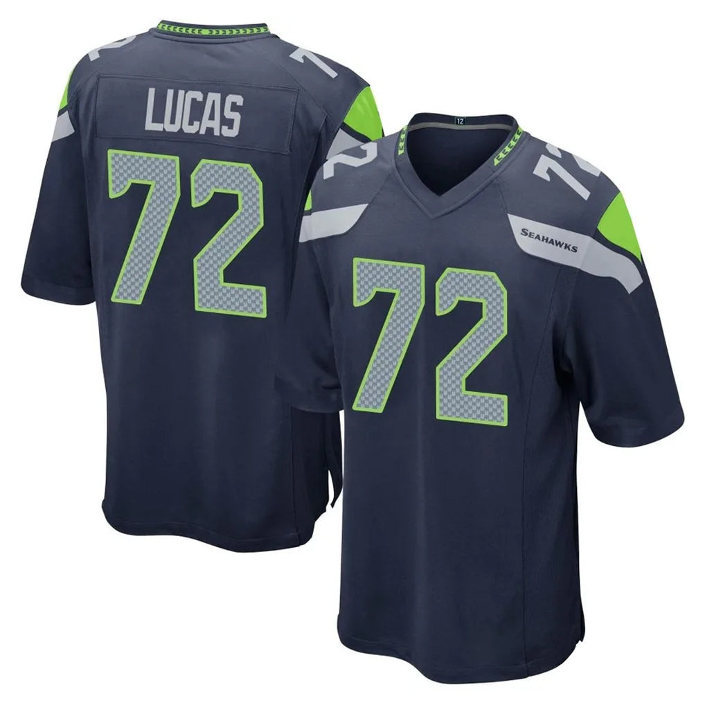 STECN S.Seahawks #72 Abraham Lucas Player Navy Home Game Stitched Jerseys