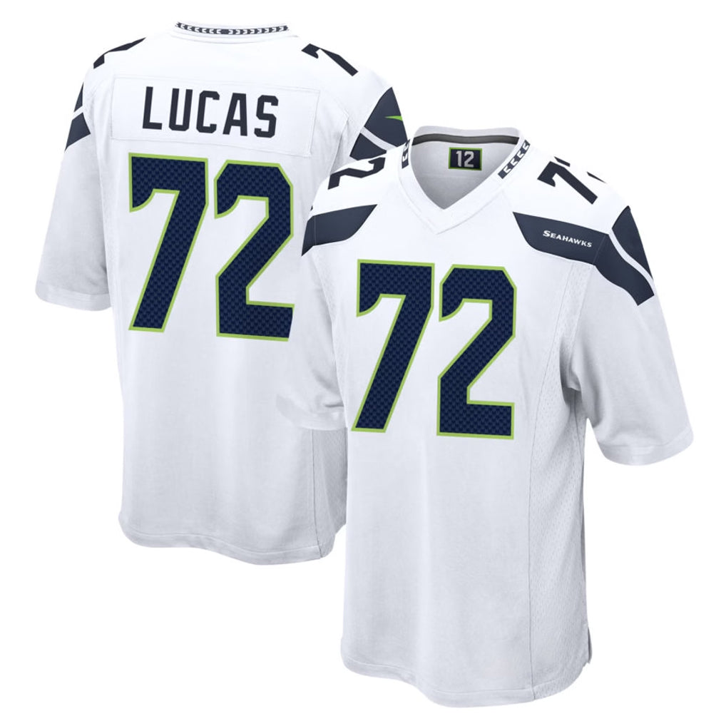 STECN S.Seahawks #72 Abraham Lucas Player White Home Game Stitched Jerseys