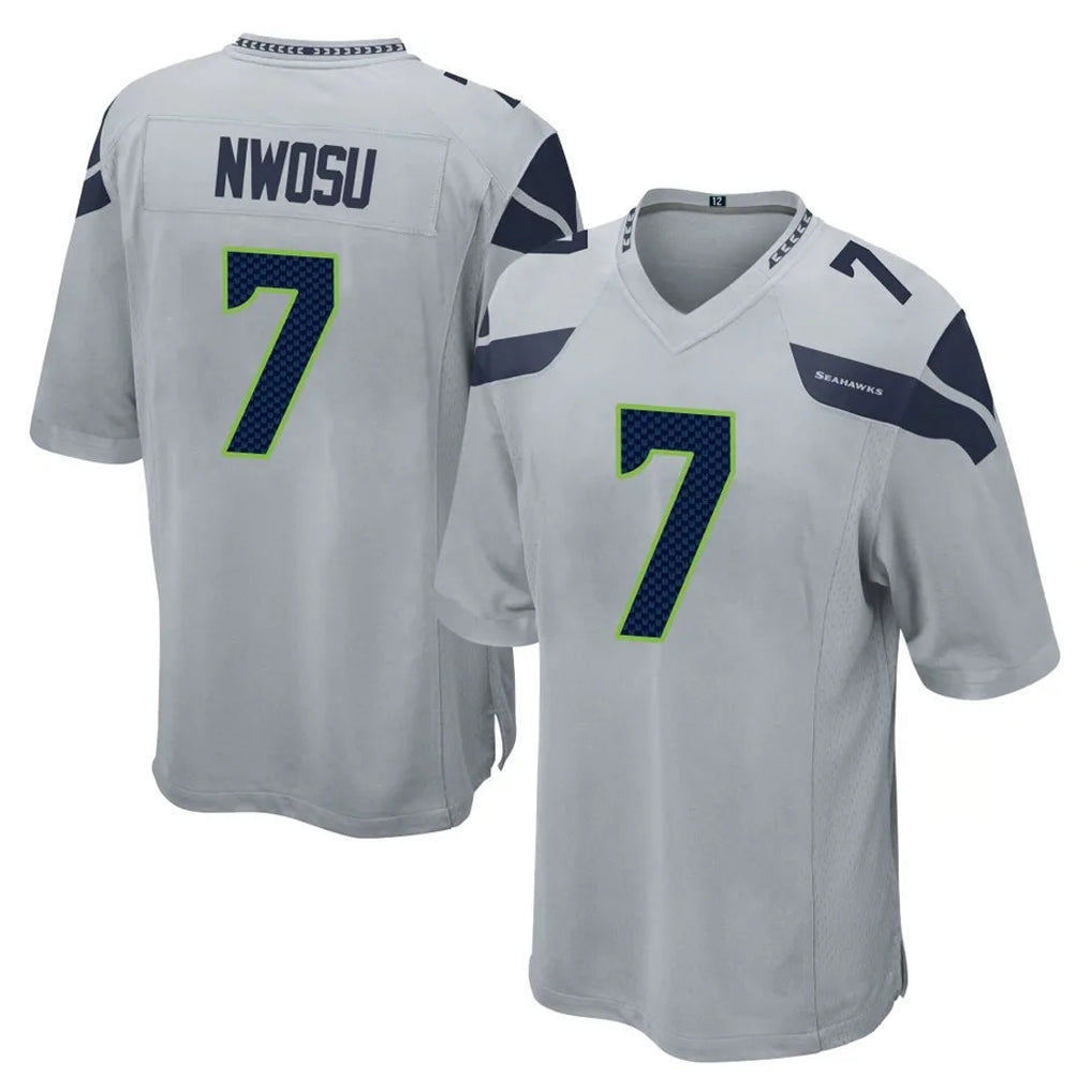 STECN S.Seahawks #7 Uchenna Nwosu Player Gray Home Game Stitched Jerseys