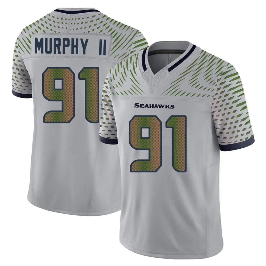 STECN S.Seahawks #91 Byron Murphy II Player Grey Limited 2025 Rivalries Collection Home Game Stitched Jerseys