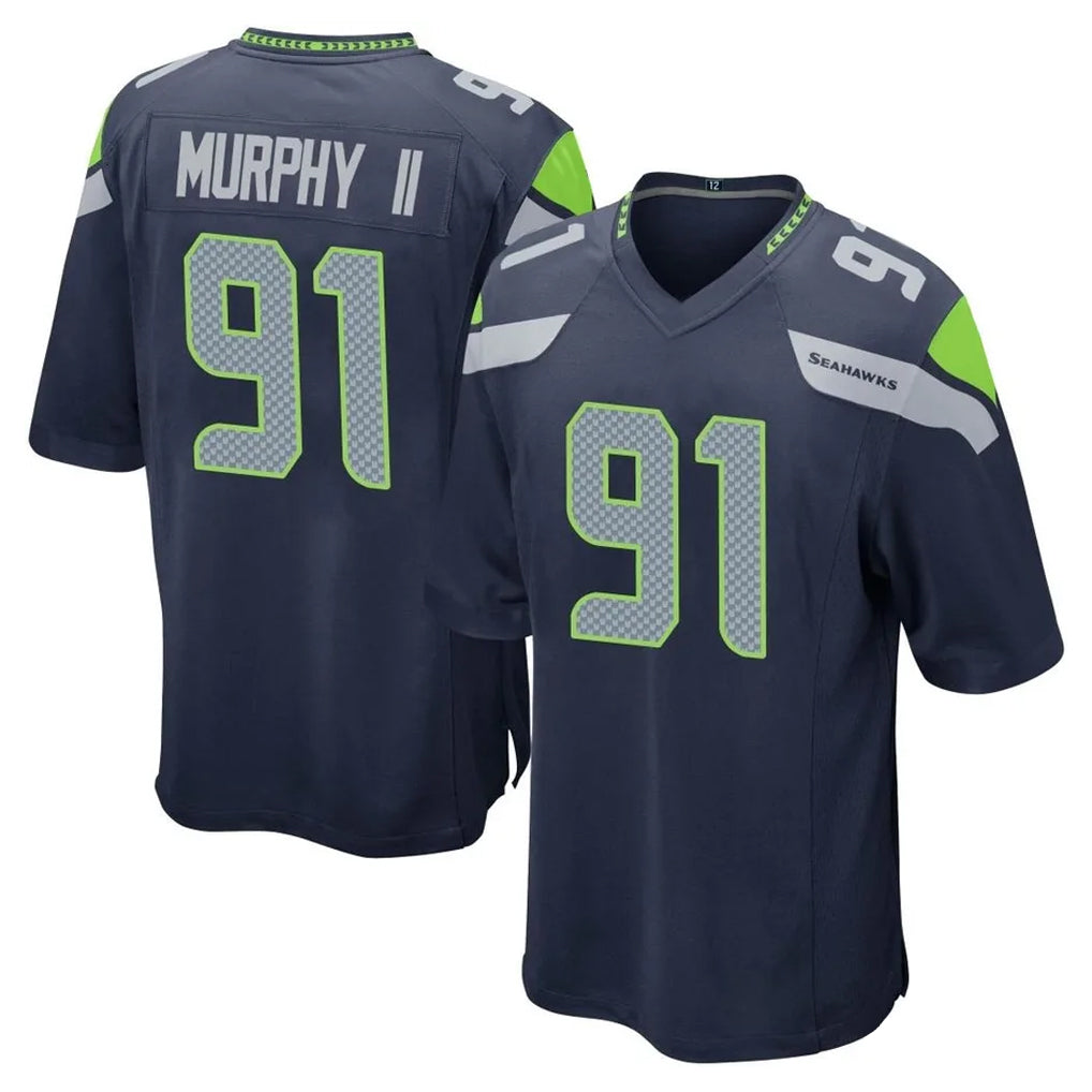 STECN S.Seahawks #91 Byron Murphy II Player Navy Home Game Stitched Jerseys